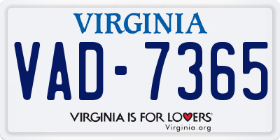 VA license plate VAD7365