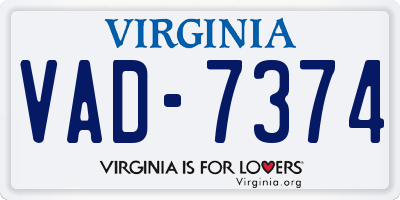 VA license plate VAD7374