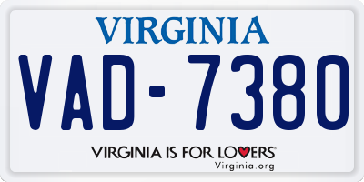 VA license plate VAD7380