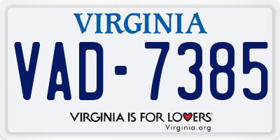 VA license plate VAD7385