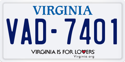 VA license plate VAD7401