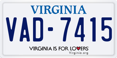 VA license plate VAD7415
