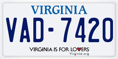 VA license plate VAD7420