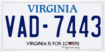 VA license plate VAD7443