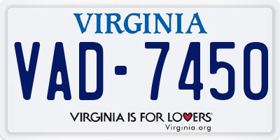 VA license plate VAD7450