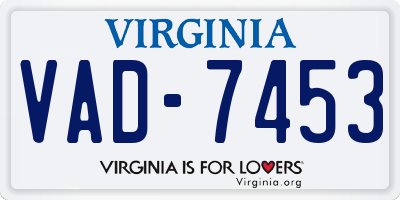 VA license plate VAD7453