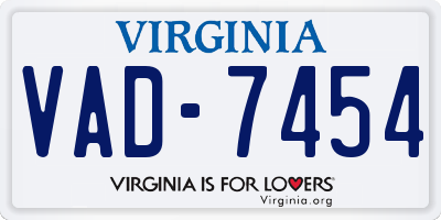VA license plate VAD7454