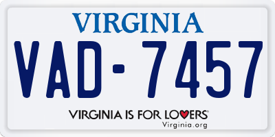VA license plate VAD7457