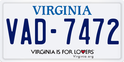 VA license plate VAD7472