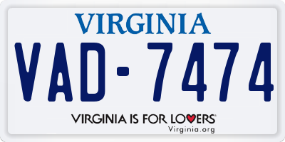 VA license plate VAD7474