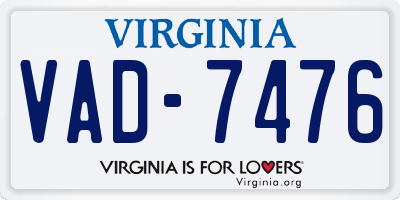 VA license plate VAD7476