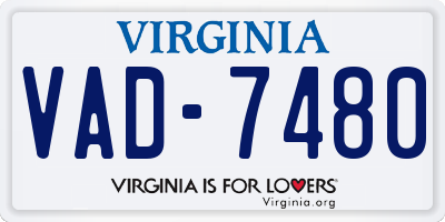 VA license plate VAD7480