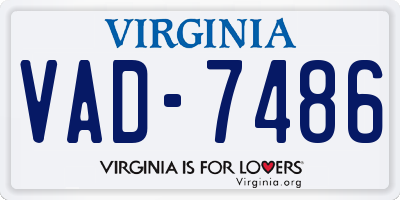VA license plate VAD7486
