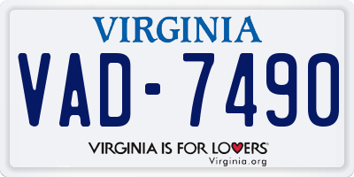 VA license plate VAD7490