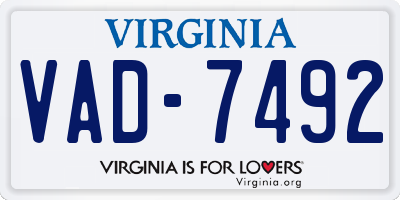 VA license plate VAD7492