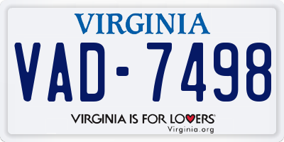 VA license plate VAD7498