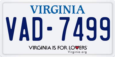 VA license plate VAD7499