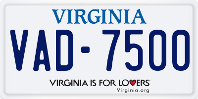 VA license plate VAD7500