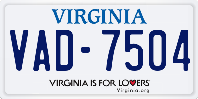 VA license plate VAD7504
