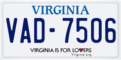 VA license plate VAD7506