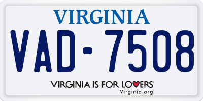 VA license plate VAD7508