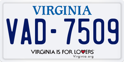 VA license plate VAD7509