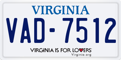 VA license plate VAD7512