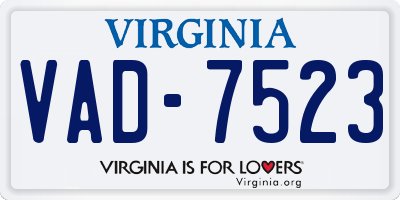 VA license plate VAD7523