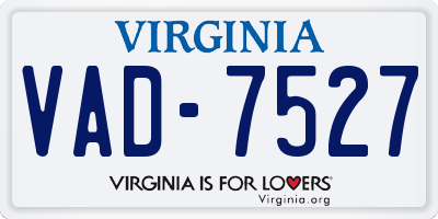 VA license plate VAD7527