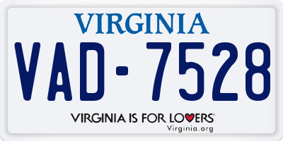 VA license plate VAD7528