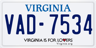 VA license plate VAD7534