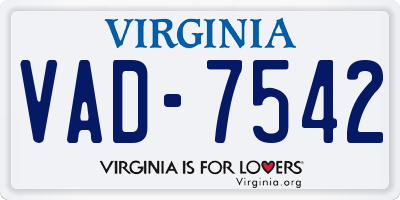 VA license plate VAD7542