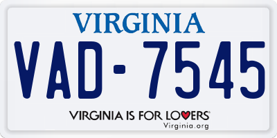 VA license plate VAD7545