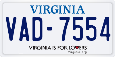 VA license plate VAD7554