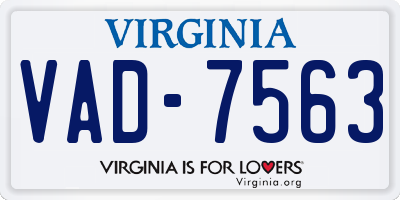 VA license plate VAD7563