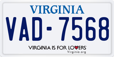 VA license plate VAD7568