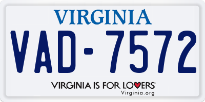 VA license plate VAD7572