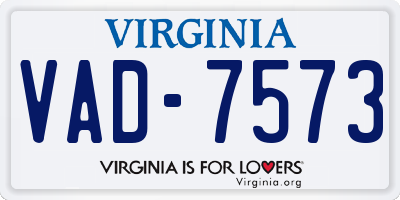VA license plate VAD7573