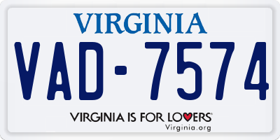 VA license plate VAD7574