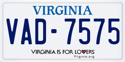 VA license plate VAD7575