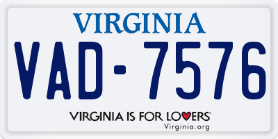 VA license plate VAD7576