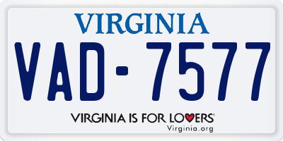 VA license plate VAD7577