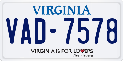 VA license plate VAD7578