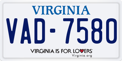 VA license plate VAD7580