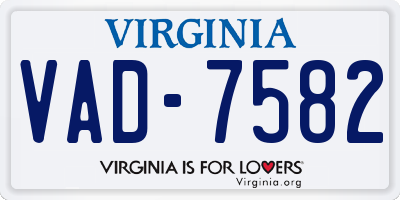 VA license plate VAD7582