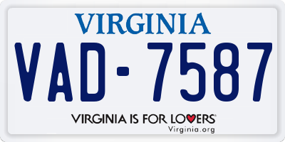 VA license plate VAD7587
