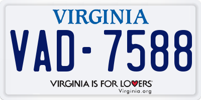 VA license plate VAD7588