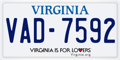 VA license plate VAD7592