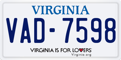 VA license plate VAD7598