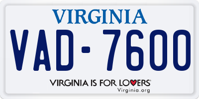 VA license plate VAD7600